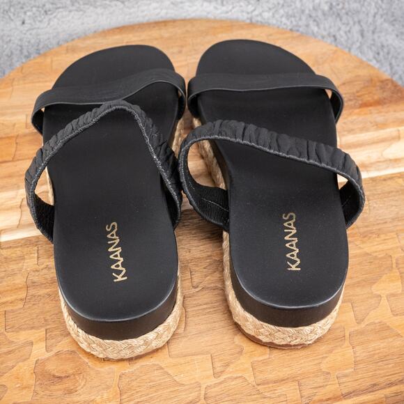 Kaanas Selangor Ruched Platform Pool Slides Size 7 Black - Picture 4 of 5